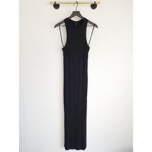 Indah Body M Black Ribbed Jersey Side Slit Maxi Racerback Jimmy Tank Dress NWT